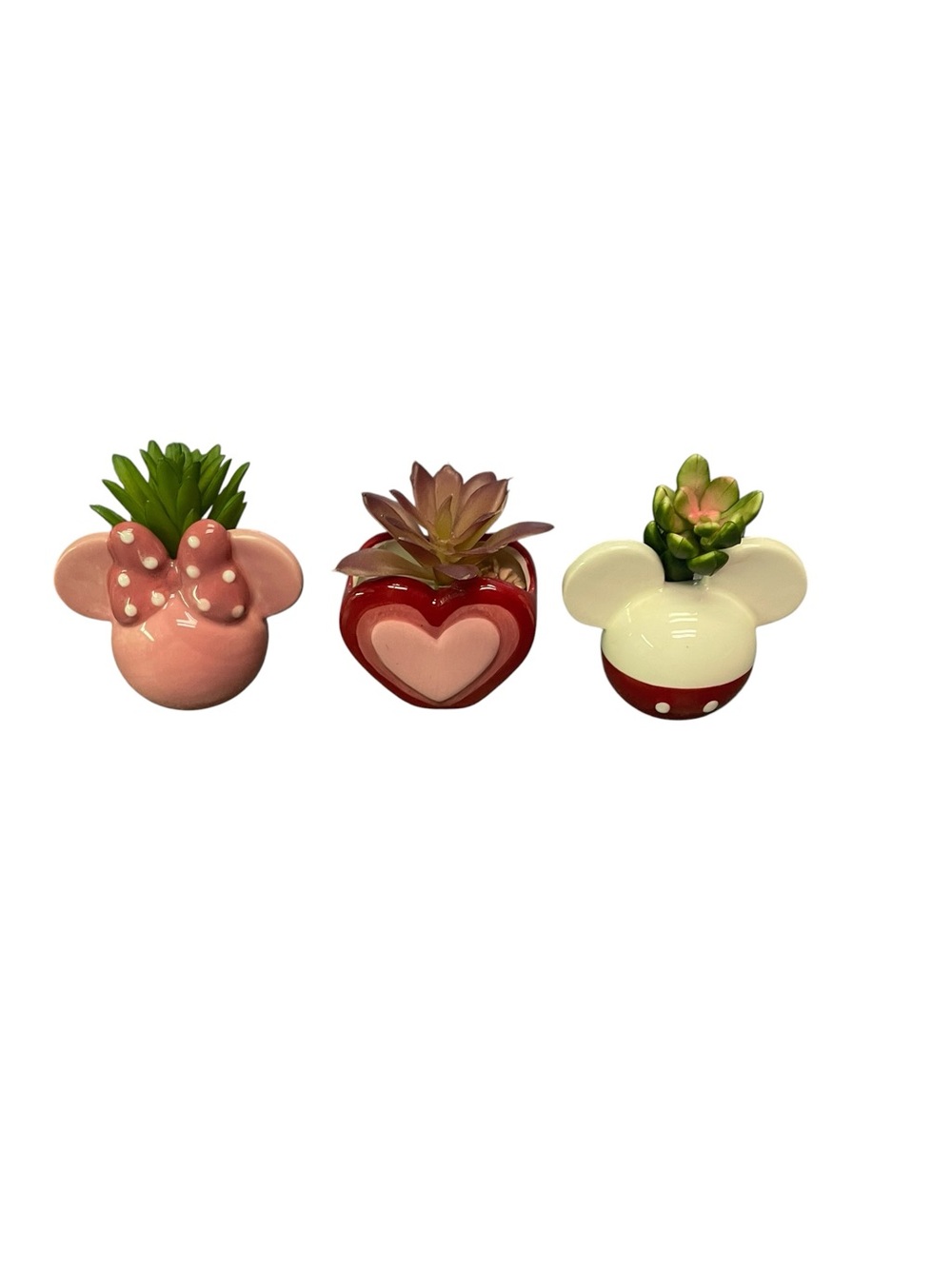 Disney Ceramic Mini Planter Trio in Pink, Red, White